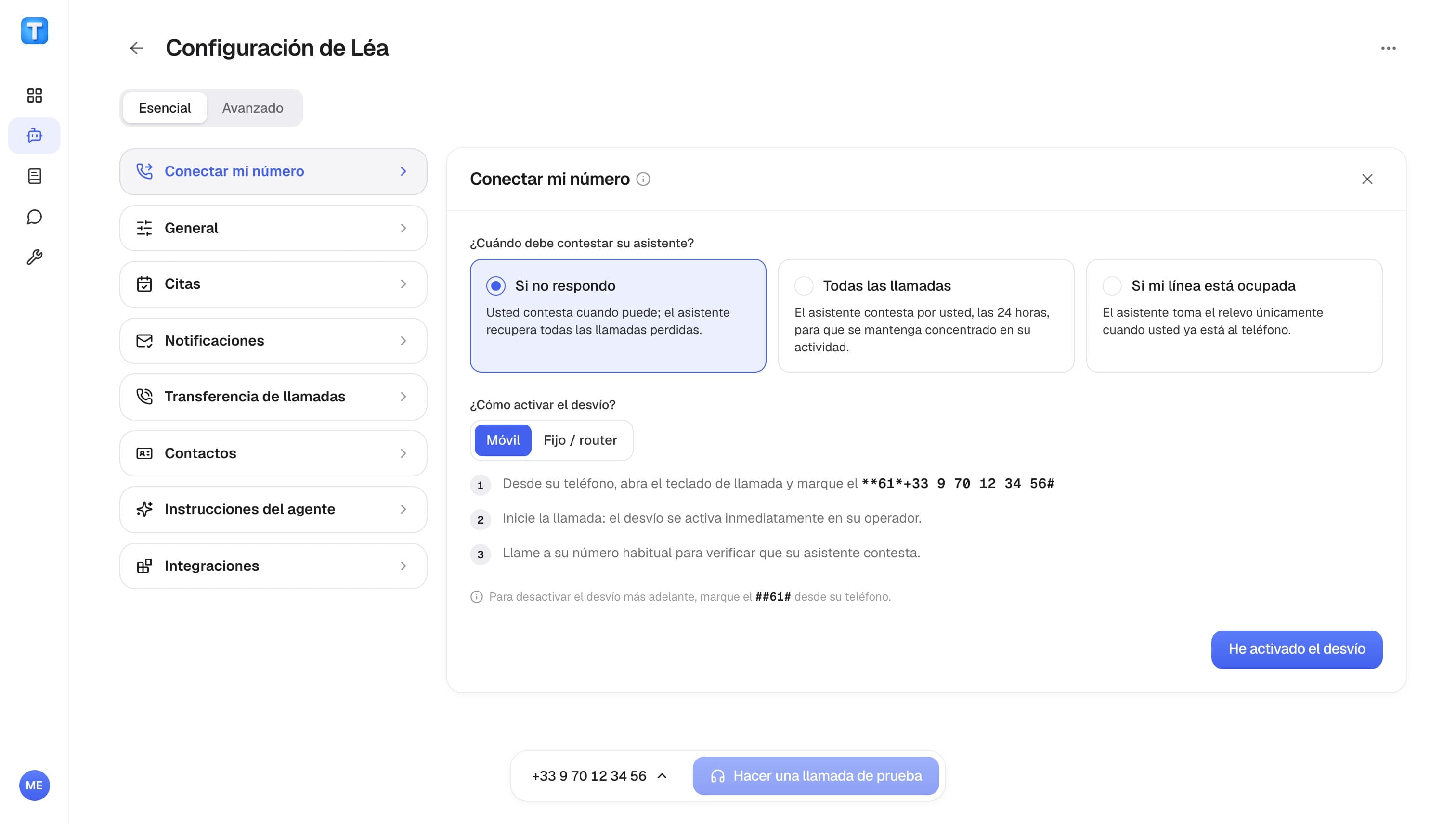 Conecte su línea telefónica