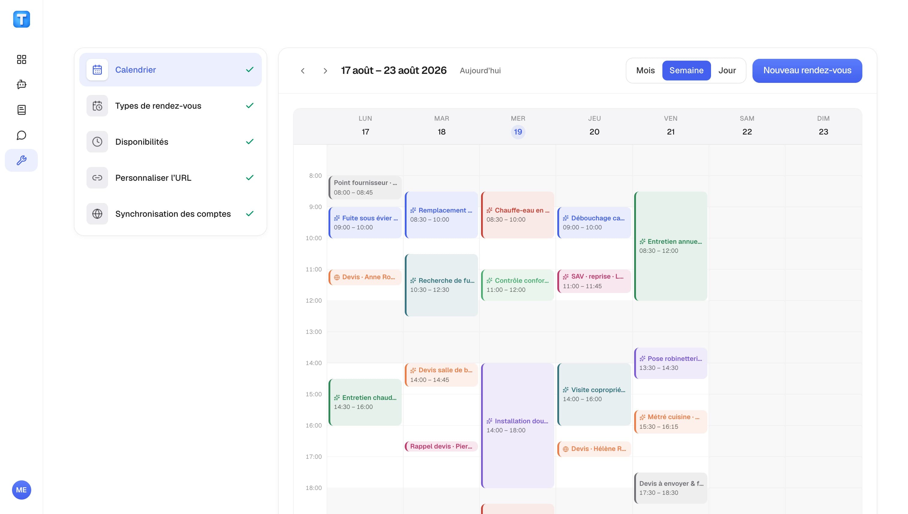 Vos rendez-vous dans votre agenda