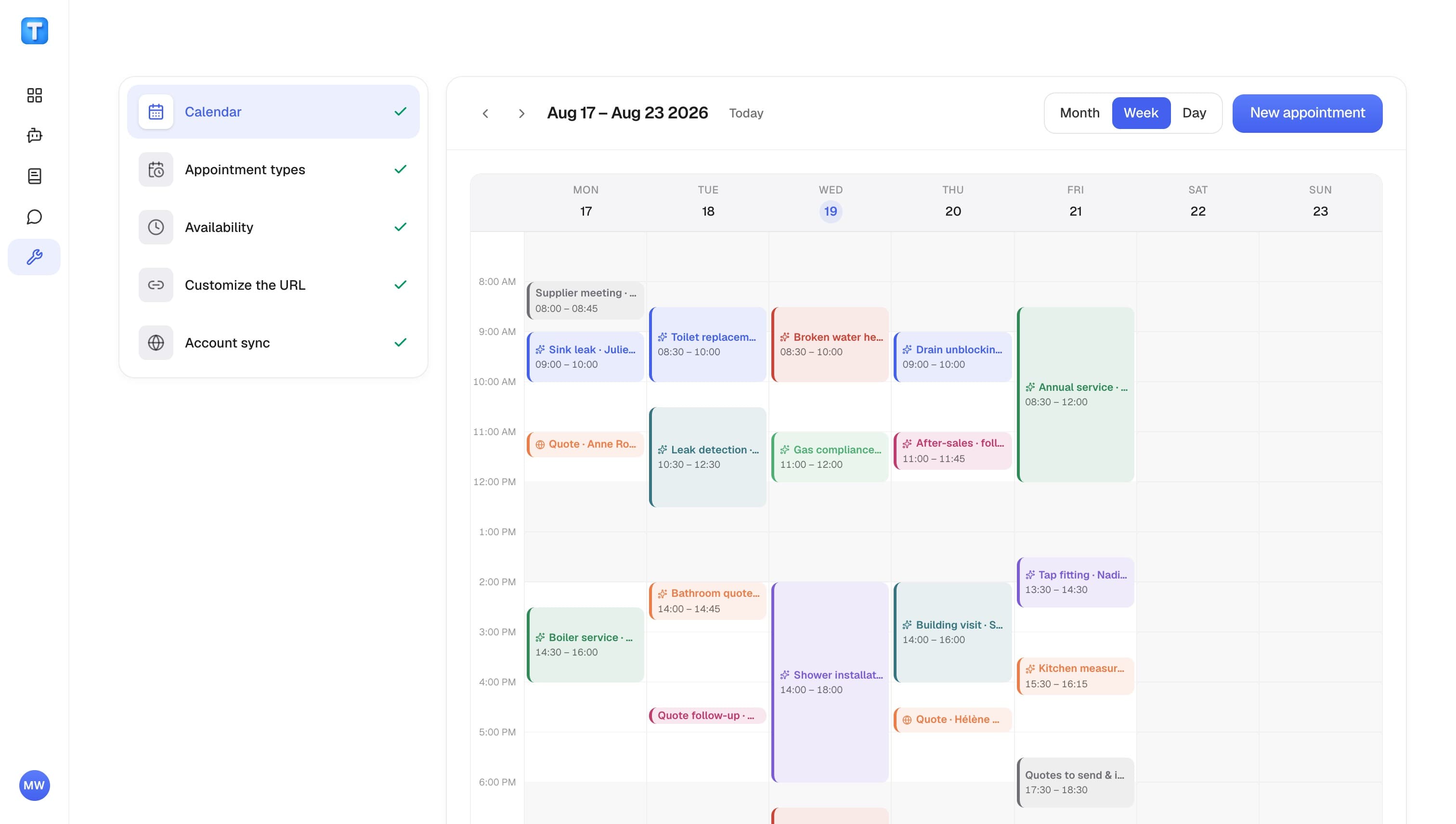Your appointments in your calendar